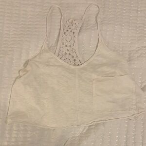 Aerie White Lace Back Tank Top